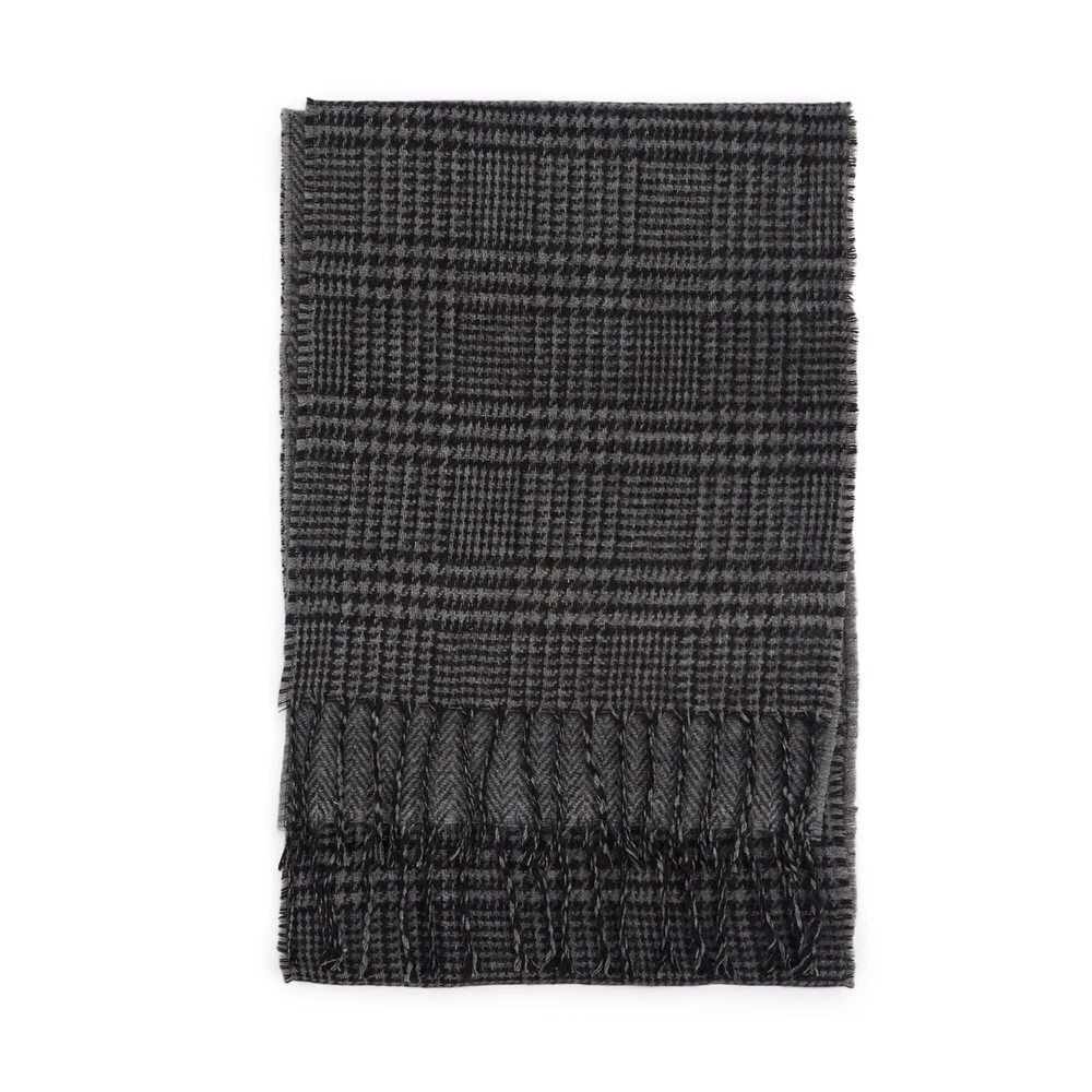 3575 Plaid and Herringbone Woven Scarf